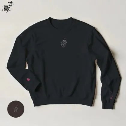 Anatomical Heart and Flowers embroidered sweatshirt by TS